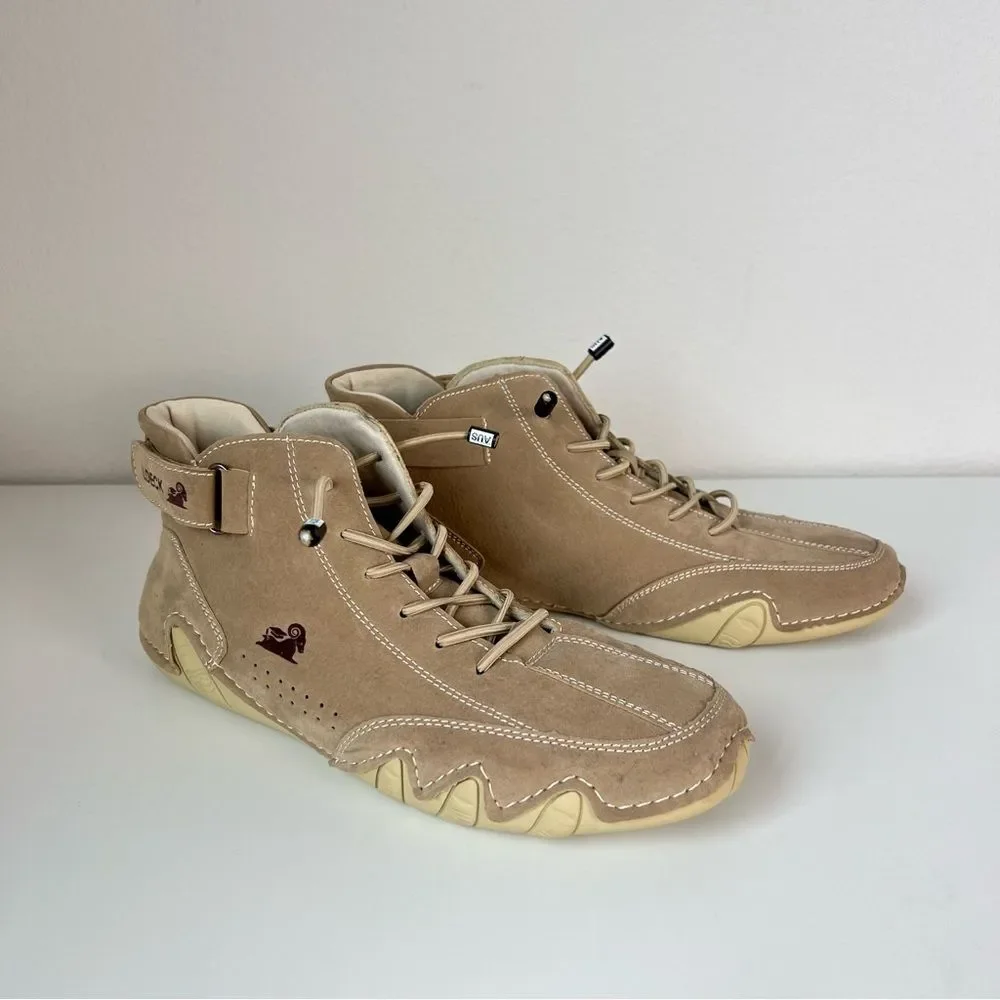 LDECK Mid-Top Sneakers Beige Driving Shoes‎ EU 41 Tan Casual Lace Up Velcro